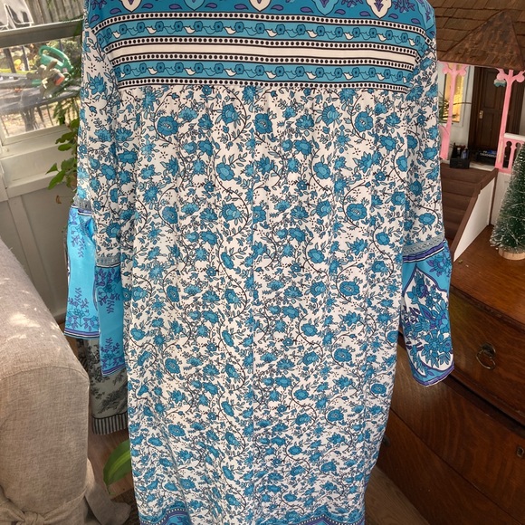 Caftan Muu Muu Long House Dress Blue Spandex sz XL - Picture 7 of 13